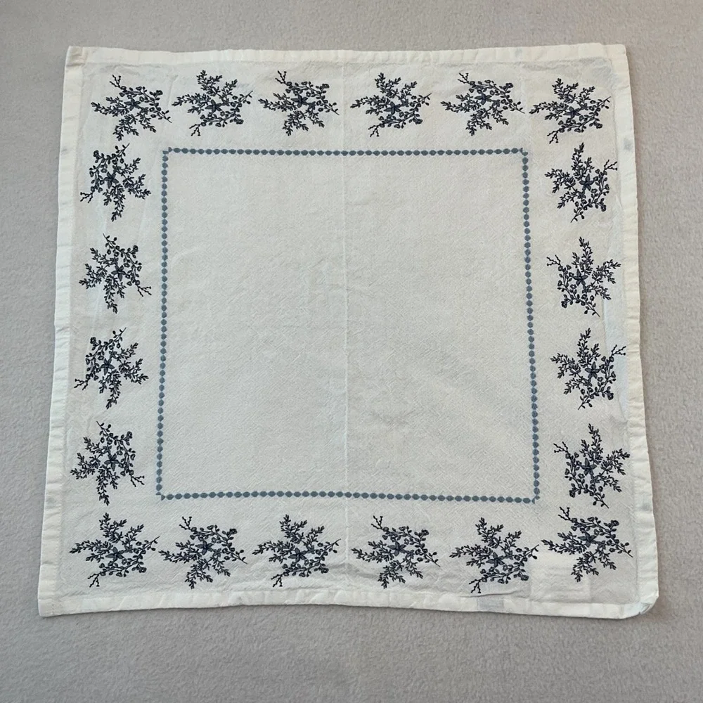 My Texas House Blue Floral White Cotton Napkins Set of 10 Square